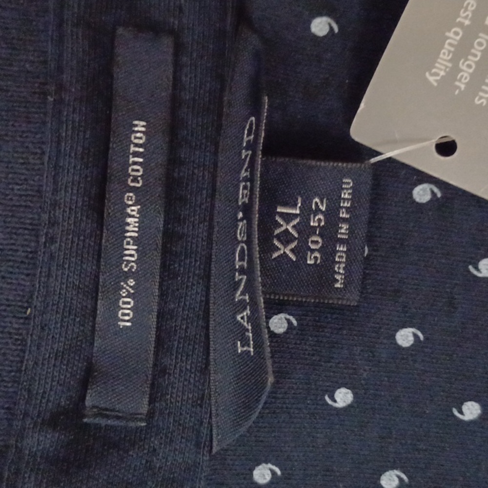 Lands End Navy Polo XXL Supima Cotton - Picture 7 of 11